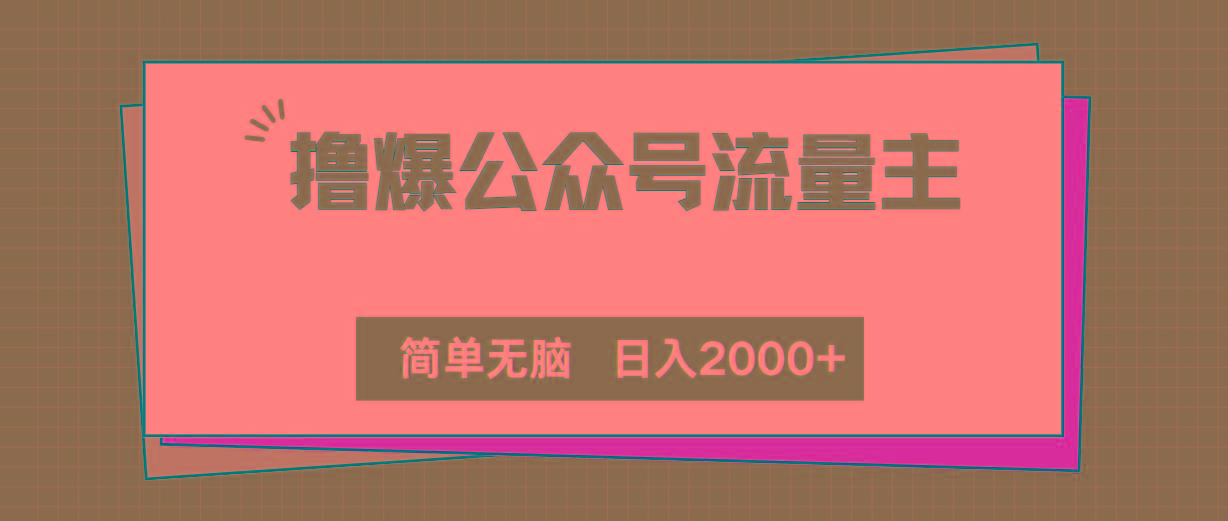 撸爆公众号流量主，简单无脑，单日变现2000+-鼎誉项目网
