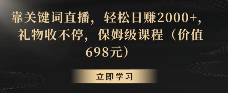 靠关键词直播，轻松日赚2000+，礼物收不停，保姆级课程(价值698元)【揭秘】-鼎誉项目网