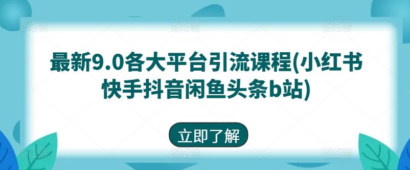 最新9.0各大平台引流课程(小红书快手抖音闲鱼头条b站)-鼎誉项目网
