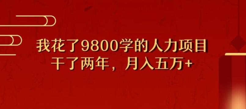 我花了9800学习，干了两年赚了70万的人力项目-鼎誉项目网