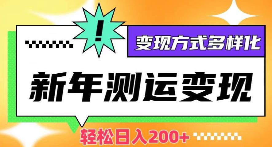 新年运势测试变现，日入200+，几分钟一条作品，变现方式多样化【揭秘】-鼎誉项目网