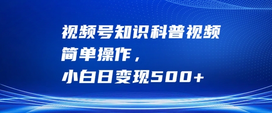 视频号知识科普视频，简单操作，小白日变现500+【揭秘】-鼎誉项目网