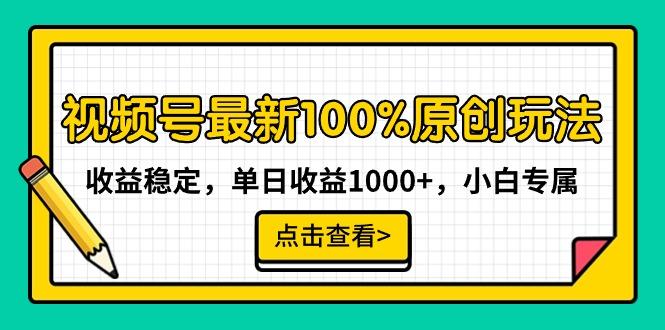 视频号最新100%原创玩法，收益稳定，单日收益1000+，小白专属-鼎誉项目网