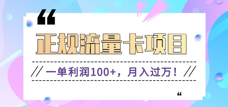 正规手机流量卡项目，一单利润100+，月入过万！人人可做(推广技术+正规渠道)-鼎誉项目网