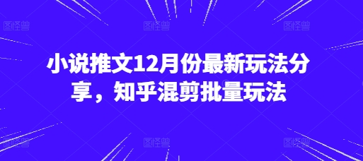 小说推文12月份最新玩法分享，知乎混剪批量玩法-鼎誉项目网