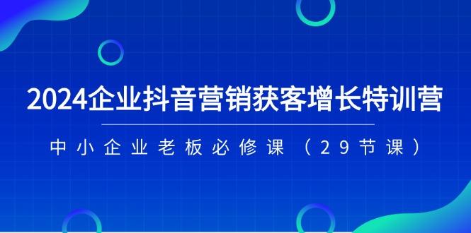 2024企业抖音-营销获客增长特训营，中小企业老板必修课(29节课-鼎誉项目网