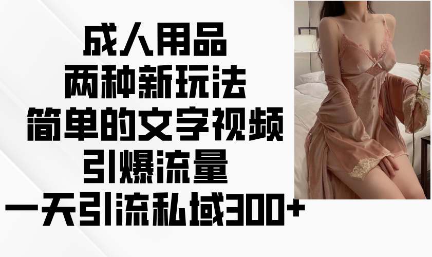 成人用品两种新玩法，简单的文字视频引爆流量，一天引流私域300+-鼎誉项目网