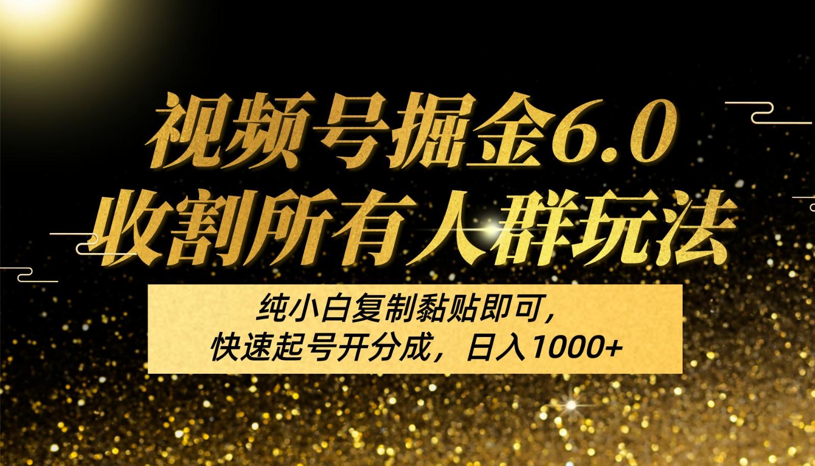 视频号掘金6.0收割所有人群玩法！纯小白复制黏贴即可，快速起号开分成，日入1000+-鼎誉项目网