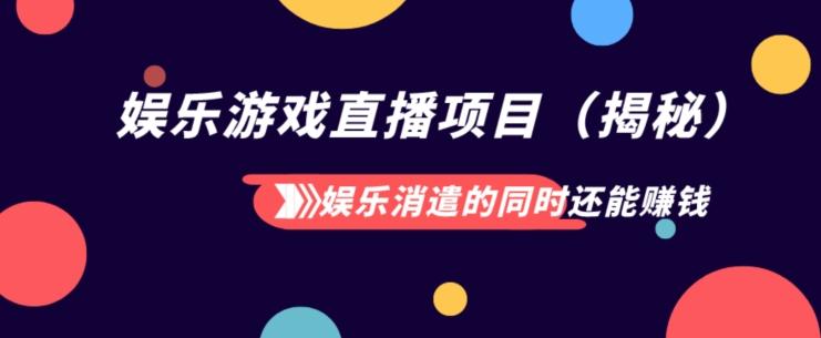娱乐消遣的同时还能赚钱娱乐游戏直播项目（揭秘）-鼎誉项目网