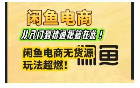 闲鱼电商实战课，从入门到精通秘籍在此，闲鱼电商无货源玩法超燃!-鼎誉项目网