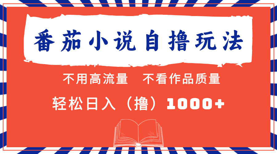 番茄小说最新自撸 不看流量 不看质量 轻松日入1000+-鼎誉项目网