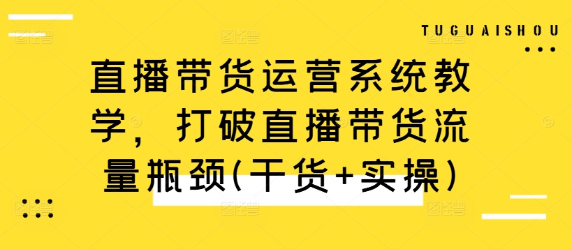 直播带货运营系统教学，打破直播带货流量瓶颈(干货+实操)-鼎誉项目网