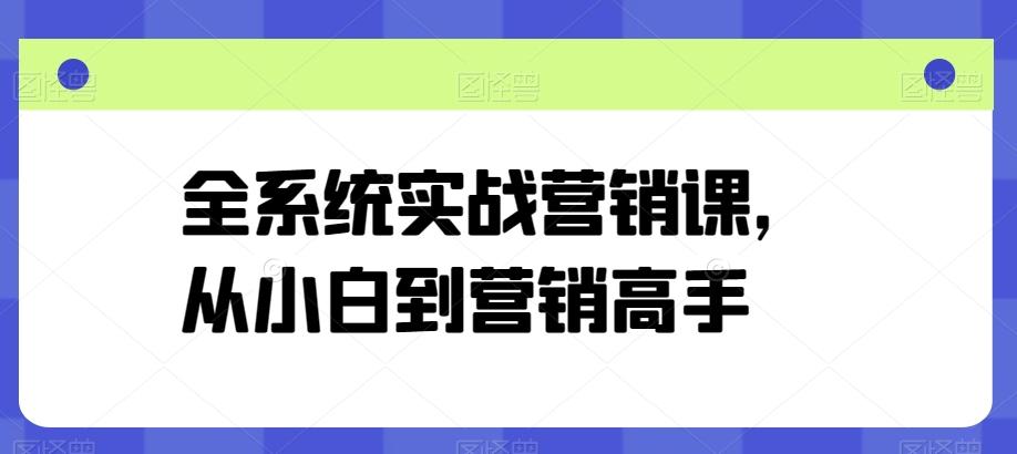 全系统实战营销课，从小白到营销高手-鼎誉项目网