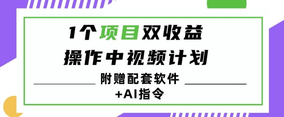 1个项目双收益？操作中视频计划1天最高3100+收益？（附赠配套软件+AI指令）-鼎誉项目网