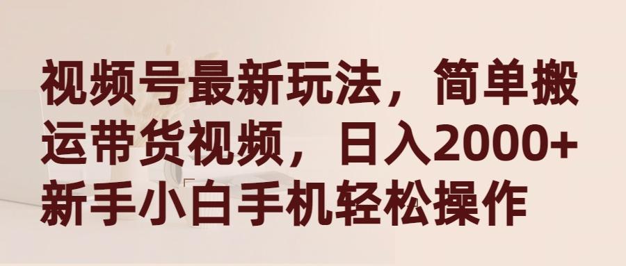 (9486期)视频号最新玩法，简单搬运带货视频，日入2000+，新手小白手机轻松操作-鼎誉项目网