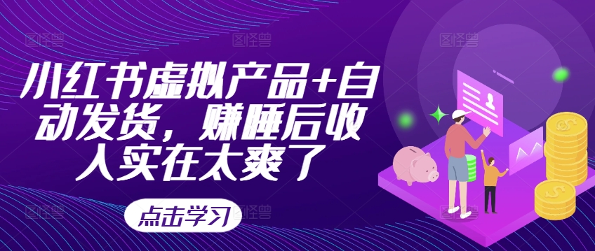 小红书虚拟产品+自动发货，赚睡后收入实在太爽了-鼎誉项目网