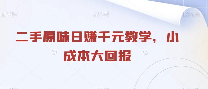 二手原味日赚千元教学，小成本大回报-鼎誉项目网