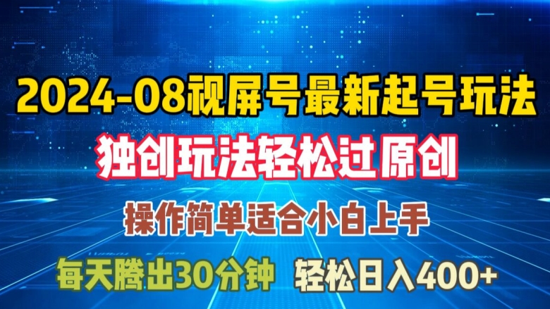 08月视频号最新起号玩法，独特方法过原创日入三位数轻轻松松【揭秘】-鼎誉项目网