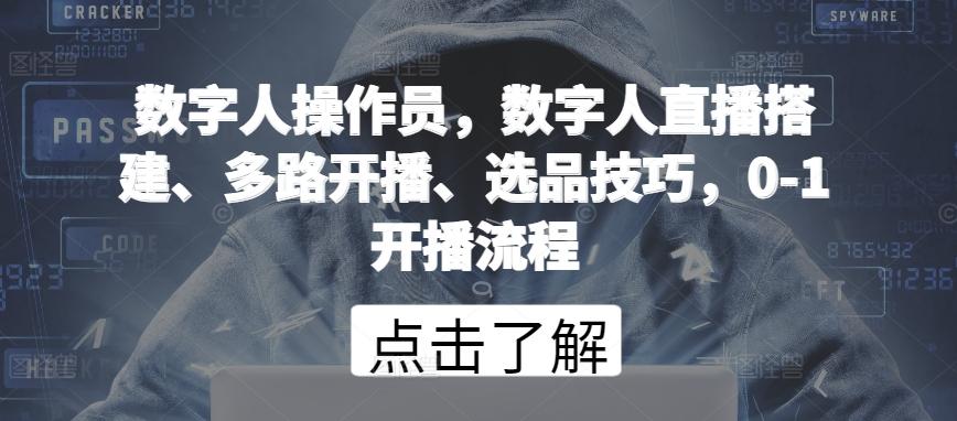 数字人操作员，数字人直播搭建、多路开播、选品技巧，0-1开播流程-鼎誉项目网