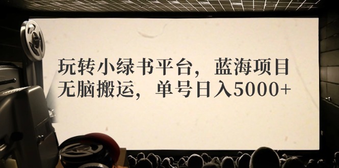 玩转小绿书平台，蓝海项目，无脑搬运，单号日入5000+-鼎誉项目网
