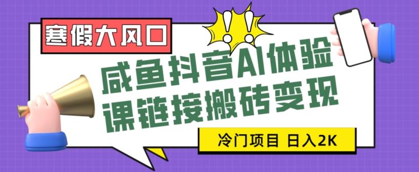 寒假大风口咸鱼抖音AI体验课链接搬砖变现，全网首发冷门项目，小白可日入2K+【揭秘】-鼎誉项目网