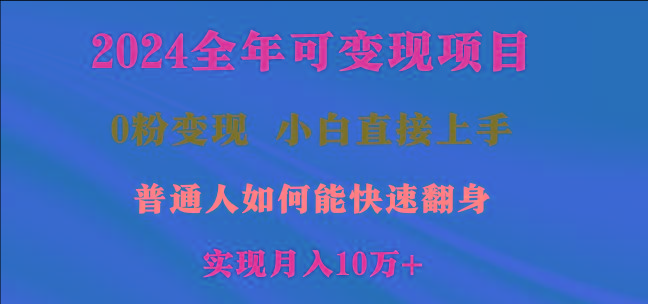 2024全年可变现项目，一天收益至少2000+，小白上手快，普通人就要利用互…-鼎誉项目网