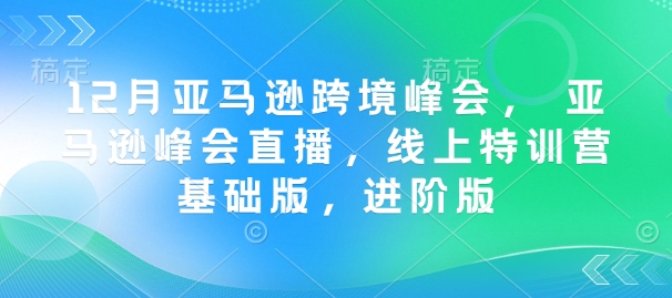 12月亚马逊跨境峰会， 亚马逊峰会直播，线上特训营基础版，进阶版-鼎誉项目网