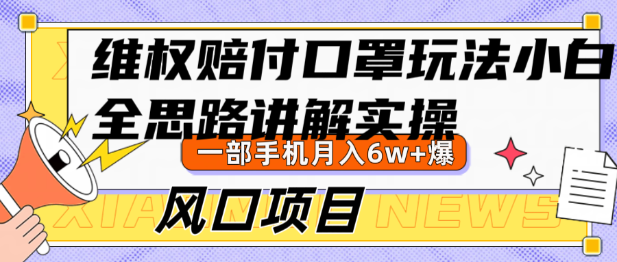 维权赔付口罩玩法，小白也能月入6w+，风口项目实操-鼎誉项目网