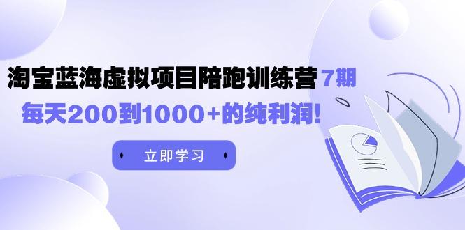 (9541期)黄岛主《淘宝蓝海虚拟项目陪跑训练营7期》每天200到1000+的纯利润-鼎誉项目网