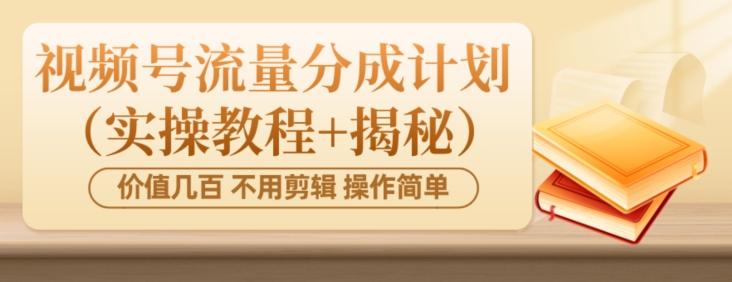 价值几百上千不用剪辑简单操作视频号流量分成计划（实操教程+揭秘）-鼎誉项目网