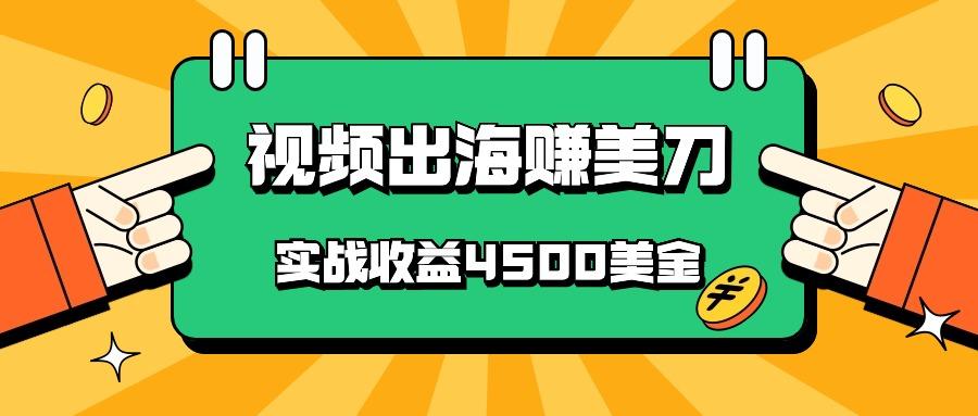 国内爆款视频出海赚美刀，实战收益4500美金，批量无脑搬运，无需经验直接上手-鼎誉项目网