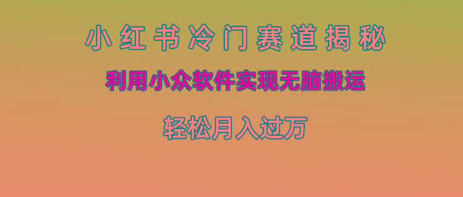 小红书冷门赛道揭秘,利用小众软件实现无脑搬运，轻松月入过万-鼎誉项目网