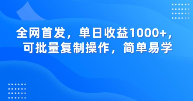 全网首发，单日收益1000+，可批量复制操作，简单易学【揭秘】-鼎誉项目网