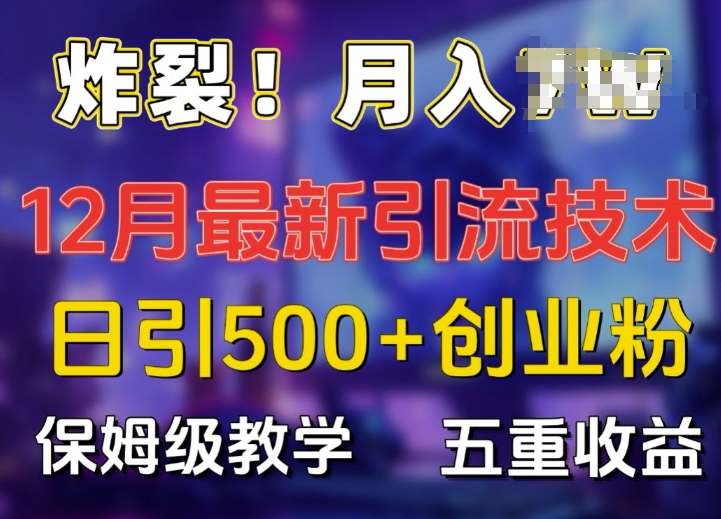 炸裂!揭秘12月最新日引流500+精准创业粉，多重收益保姆级教学-鼎誉项目网
