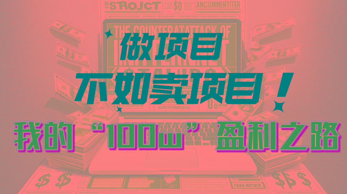 为什么做项目不如卖项目？我的100W+盈利之路-鼎誉项目网