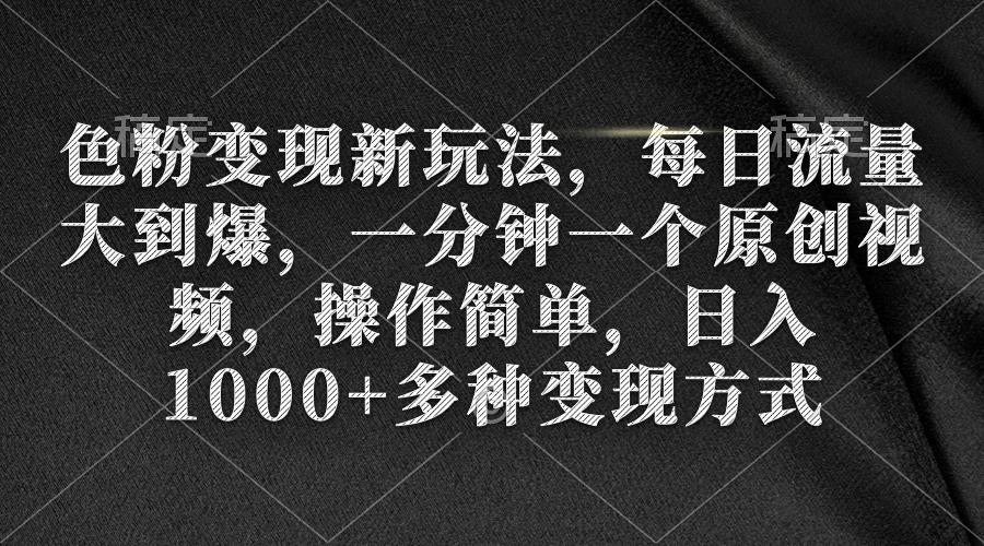 (9282期)色粉变现新玩法，每日流量大到爆，一分钟一个原创视频，操作简单，日入1…-鼎誉项目网