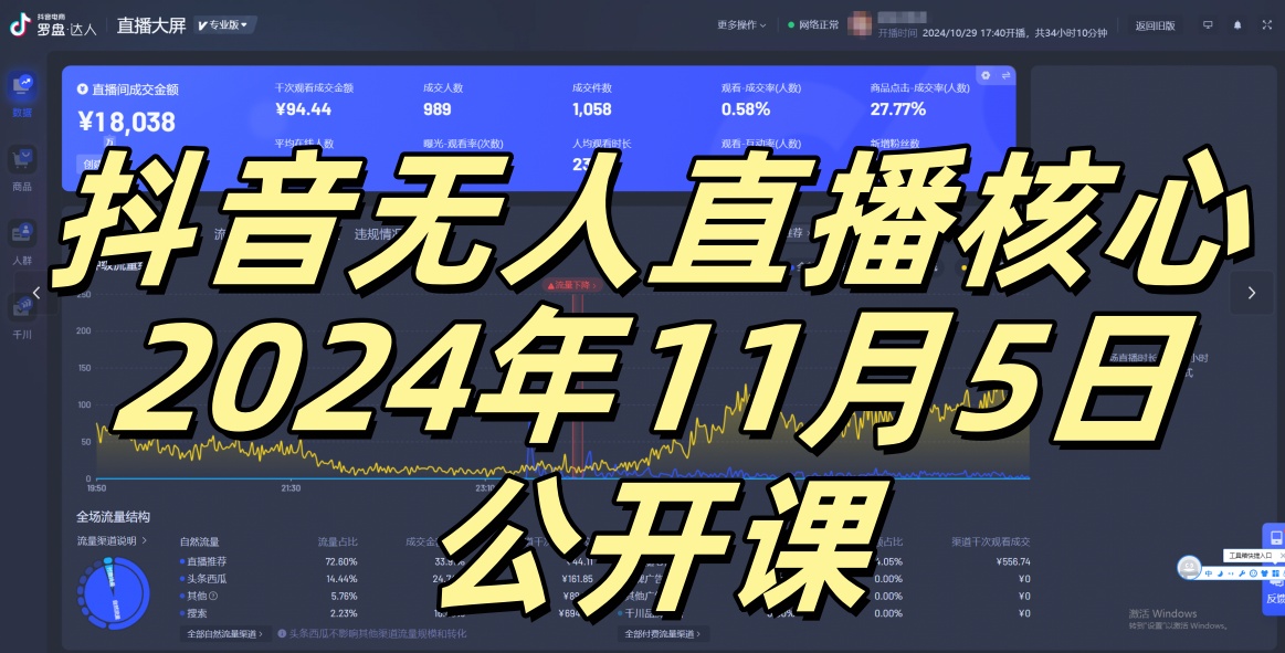 抖音无人直播核心公开课，咸鱼翻身小白可做带有睡后收入月入过万太简单【揭秘】-鼎誉项目网