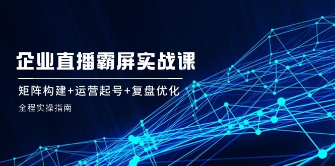 企业直播霸屏实战课：矩阵构建+运营起号+复盘优化，全程实操指南-鼎誉项目网