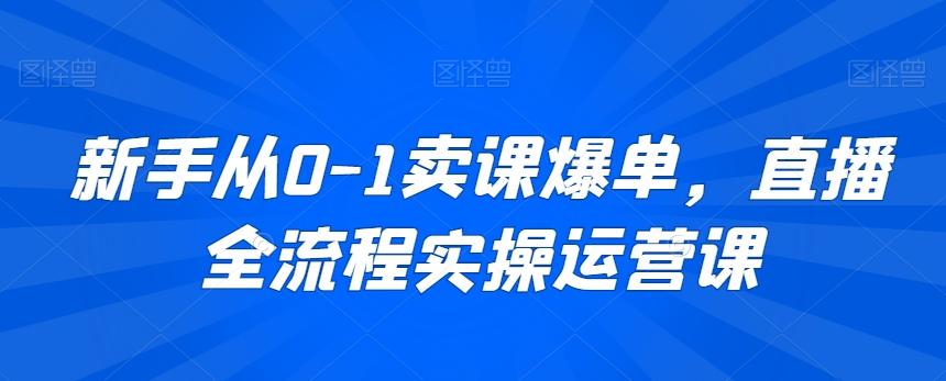 新手从0-1卖课爆单，直播全流程实操运营课-鼎誉项目网