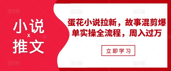 小说推文之蛋花小说拉新，故事混剪爆单实操全流程，周入过万-鼎誉项目网