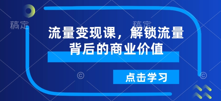 流量变现课，解锁流量背后的商业价值-鼎誉项目网