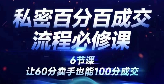 私密百分百成交流程线上训练营，绝对成交，让60分卖手也能100分成交-鼎誉项目网