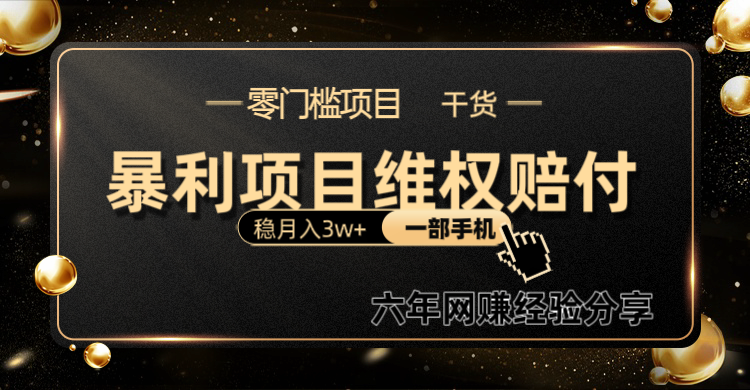 暴利项目线上维权赔付小白月入3w+一部手机改变思维不用剪辑写文案-鼎誉项目网
