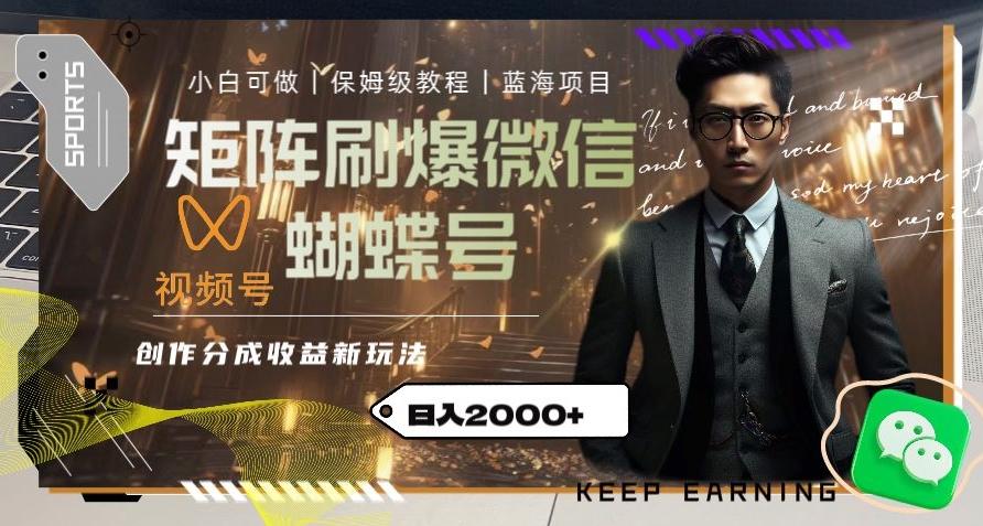 矩阵刷爆微信蝴蝶号创作者分成计划收益的新玩法，日入2000+【揭秘】-鼎誉项目网