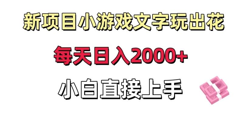 新项目小游戏文字玩出花日入2000+，每天只需一小时，小白直接上手【揭秘】-鼎誉项目网