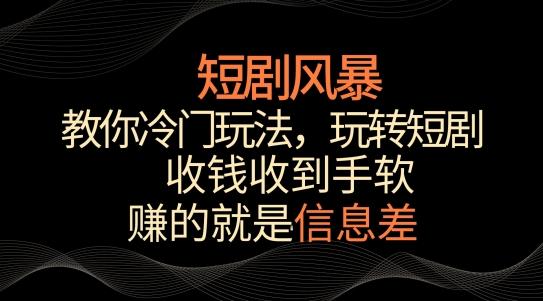 短剧风暴，教你冷门玩法，玩转短剧，收钱收到手软【揭秘】-鼎誉项目网