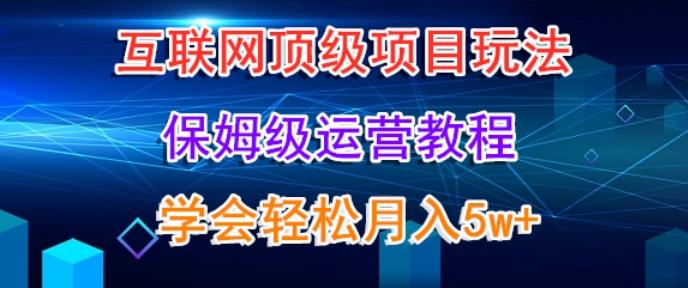 互联网顶级项目玩法，保姆级运营教程，学完轻松月入5万-鼎誉项目网