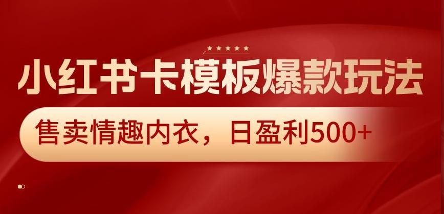 小红书卡模板爆款玩法，售卖情趣内衣，日盈利500+【揭秘】-鼎誉项目网