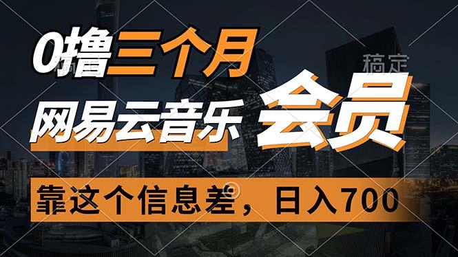 0撸三个月网易云音乐会员，靠这个信息差一天赚700，月入2w-鼎誉项目网