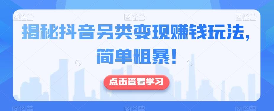 揭秘抖音另类变现赚钱玩法，简单粗暴！-鼎誉项目网